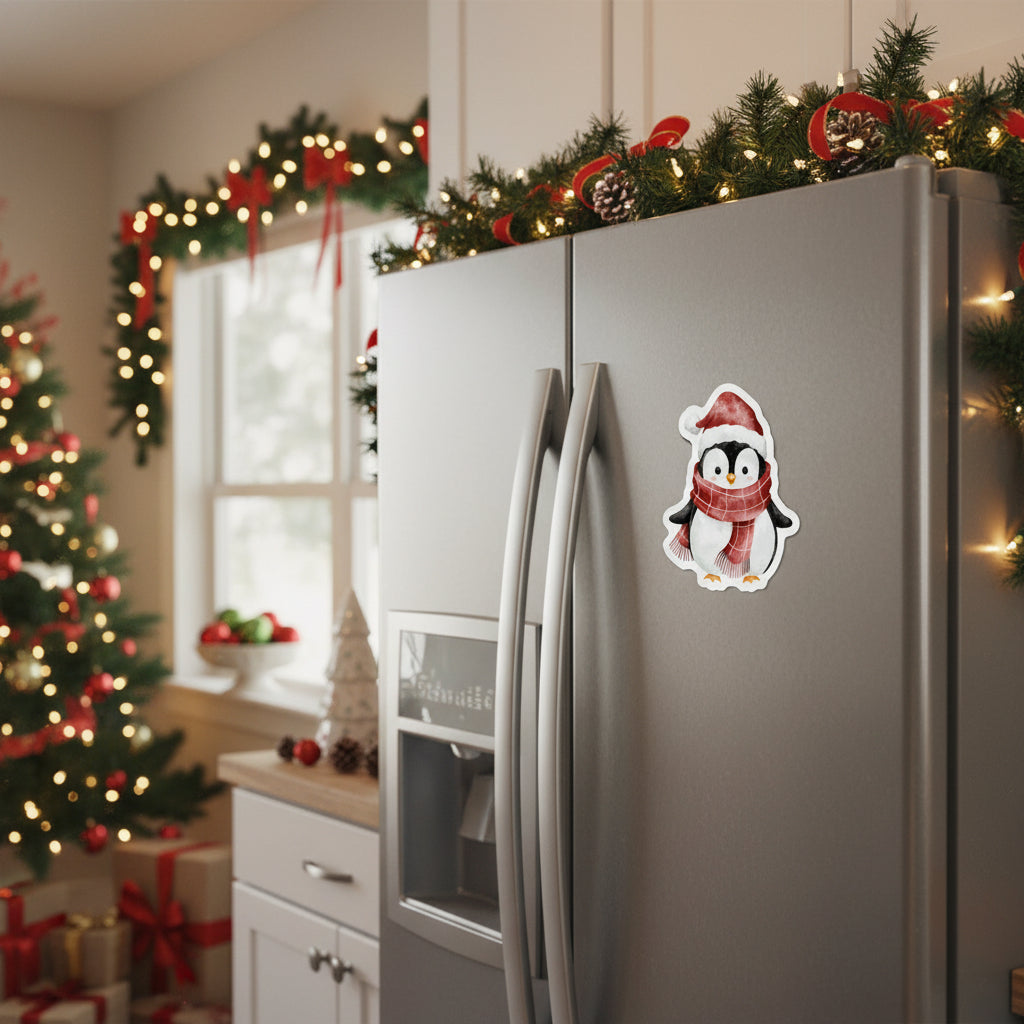 Penguin with Plaid Scarf Fridge Magnet