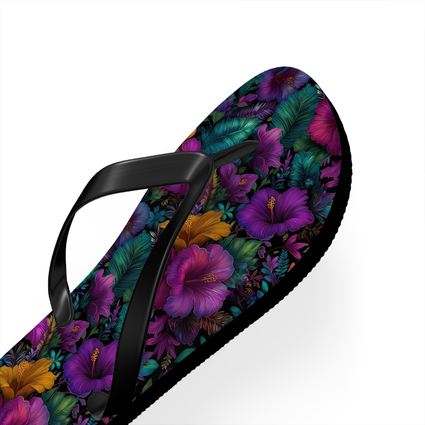 Floral Paradise Flip Flops — Vibrant Purple Hibiscus Beach Sandals