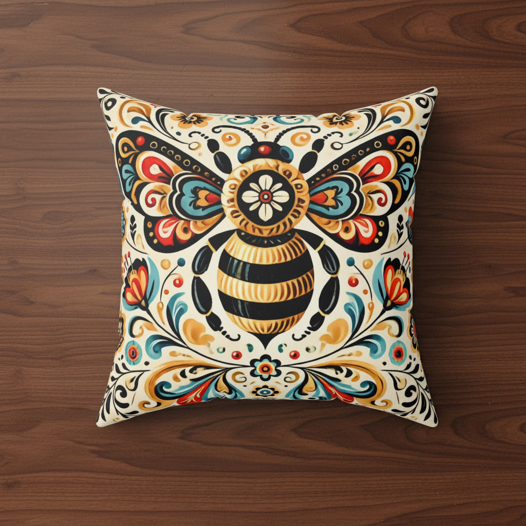 Boho Bee Faux Suede Pillow
