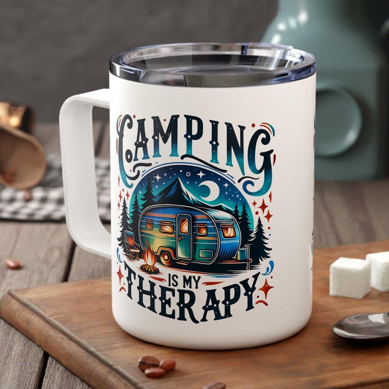 Camping Is My Therapy 10oz Insulated Coffee Mug
