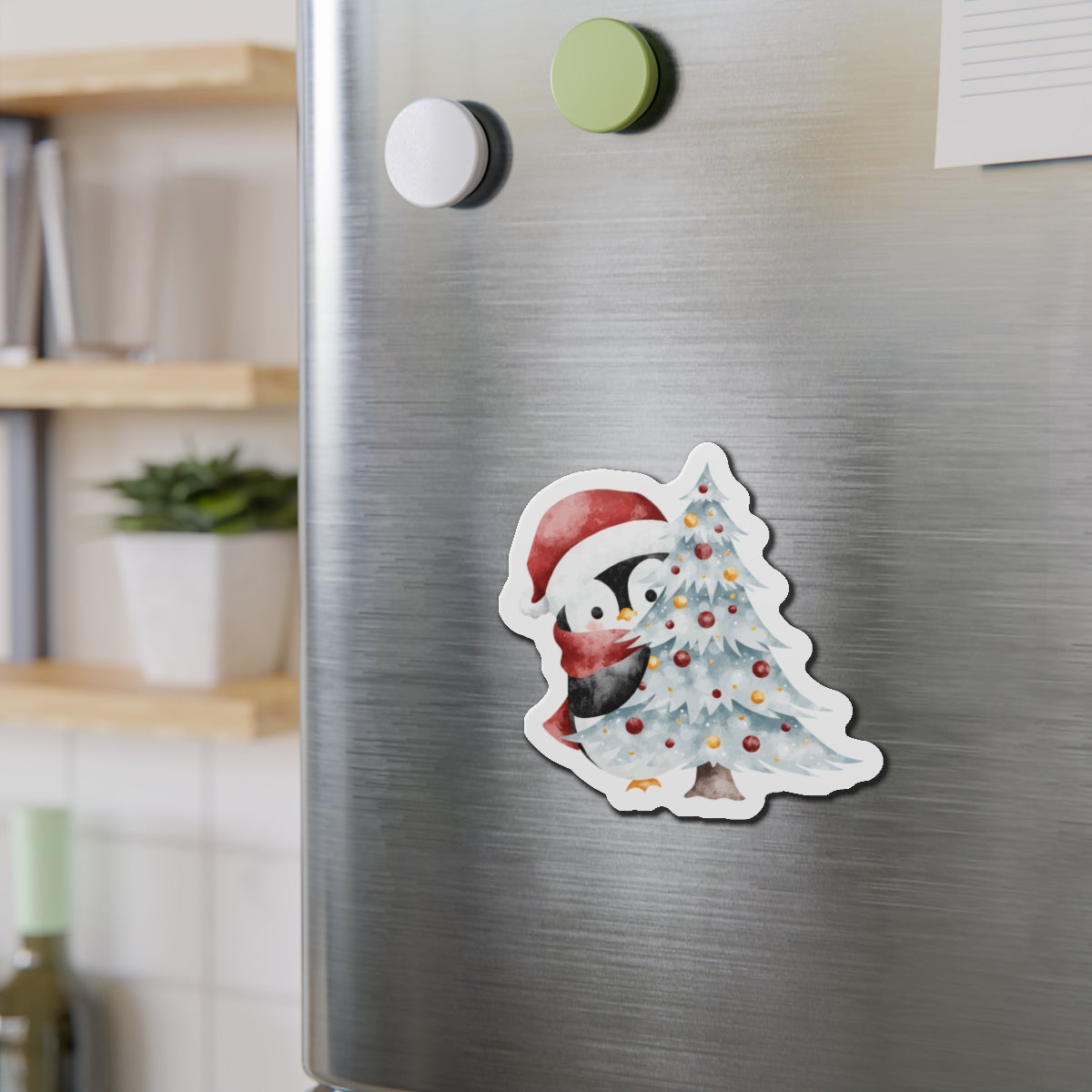 Penguin with Christmas Tree Fridge Magnet