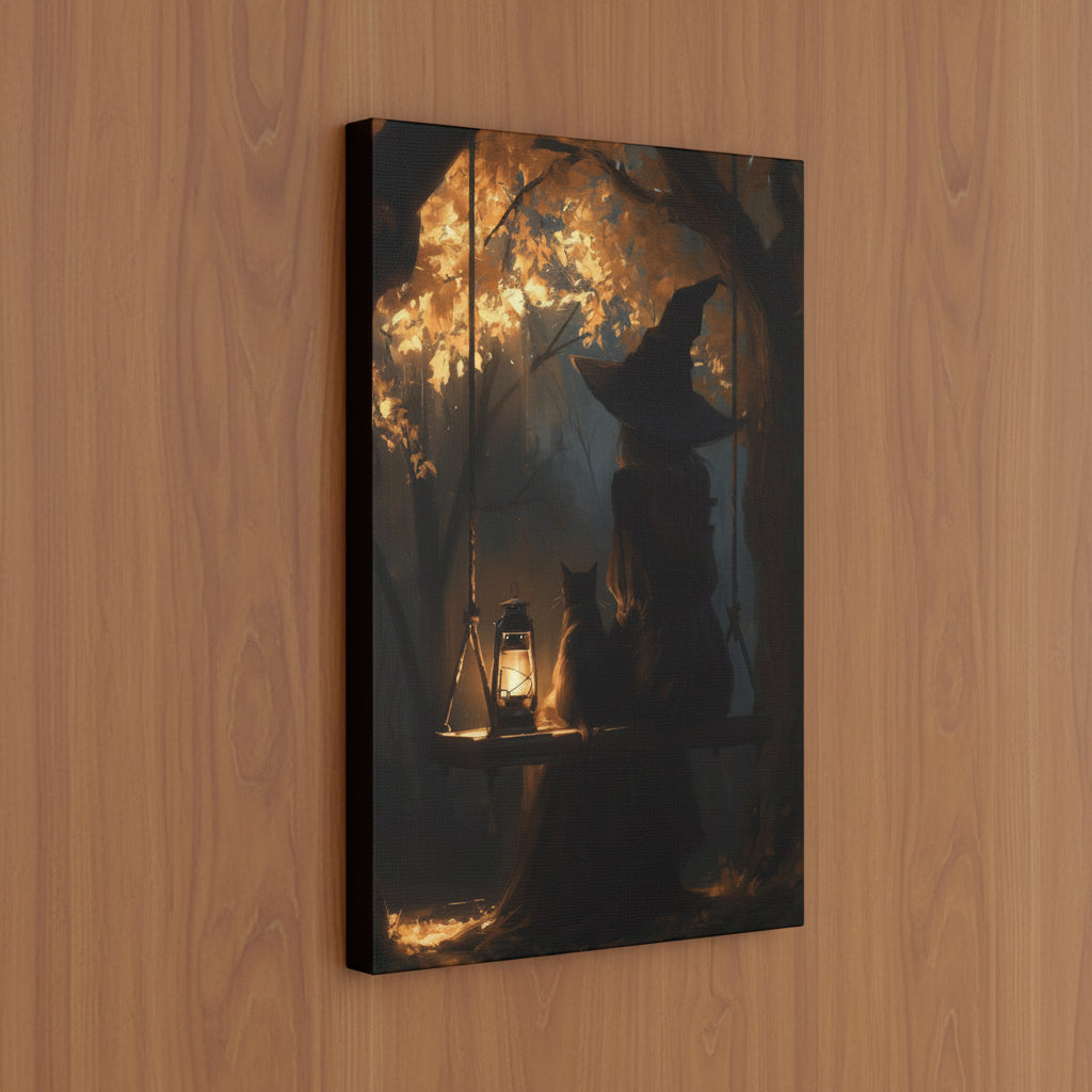 The Witch and her Cat Matte Canvas Wall Art