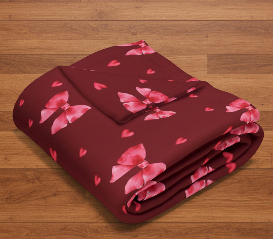 Pink Ribbons and Hearts Arctic Fleece Blanket