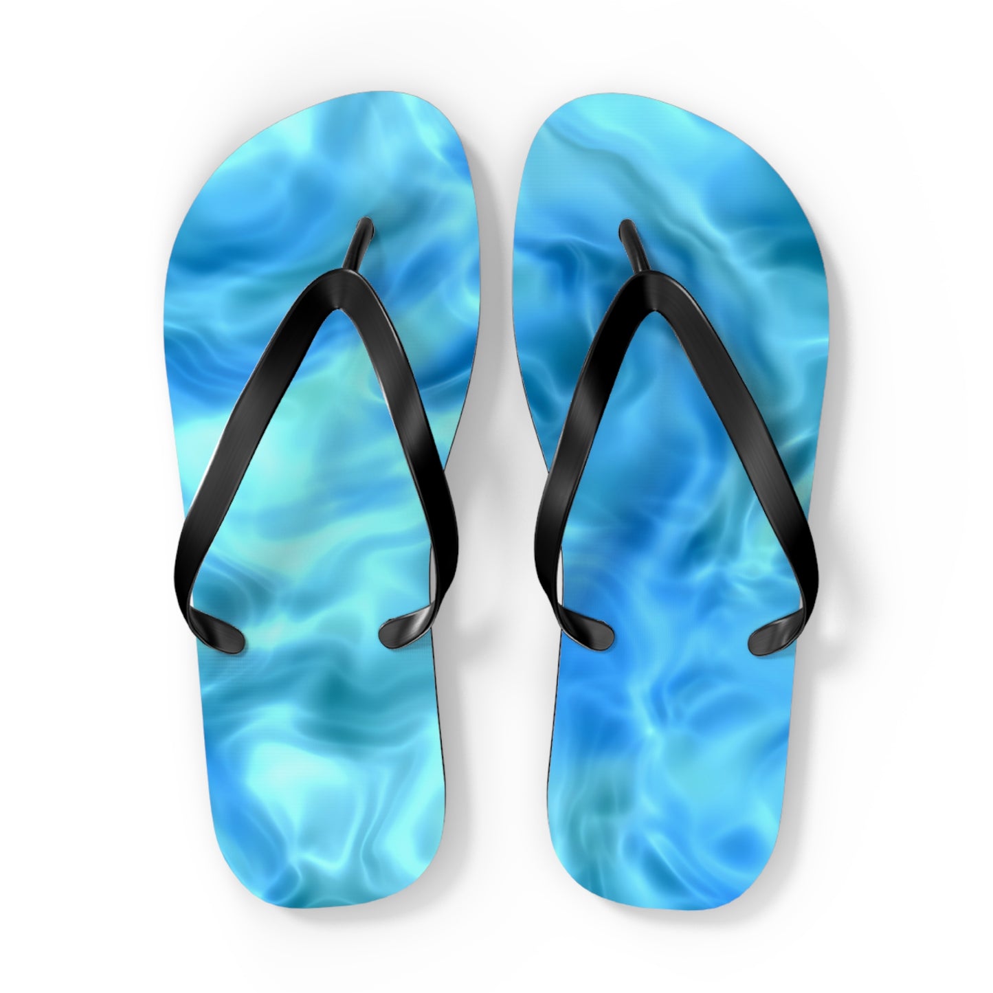 Swirling Water Flip Flops — Blue Water Marble Beach Sandals