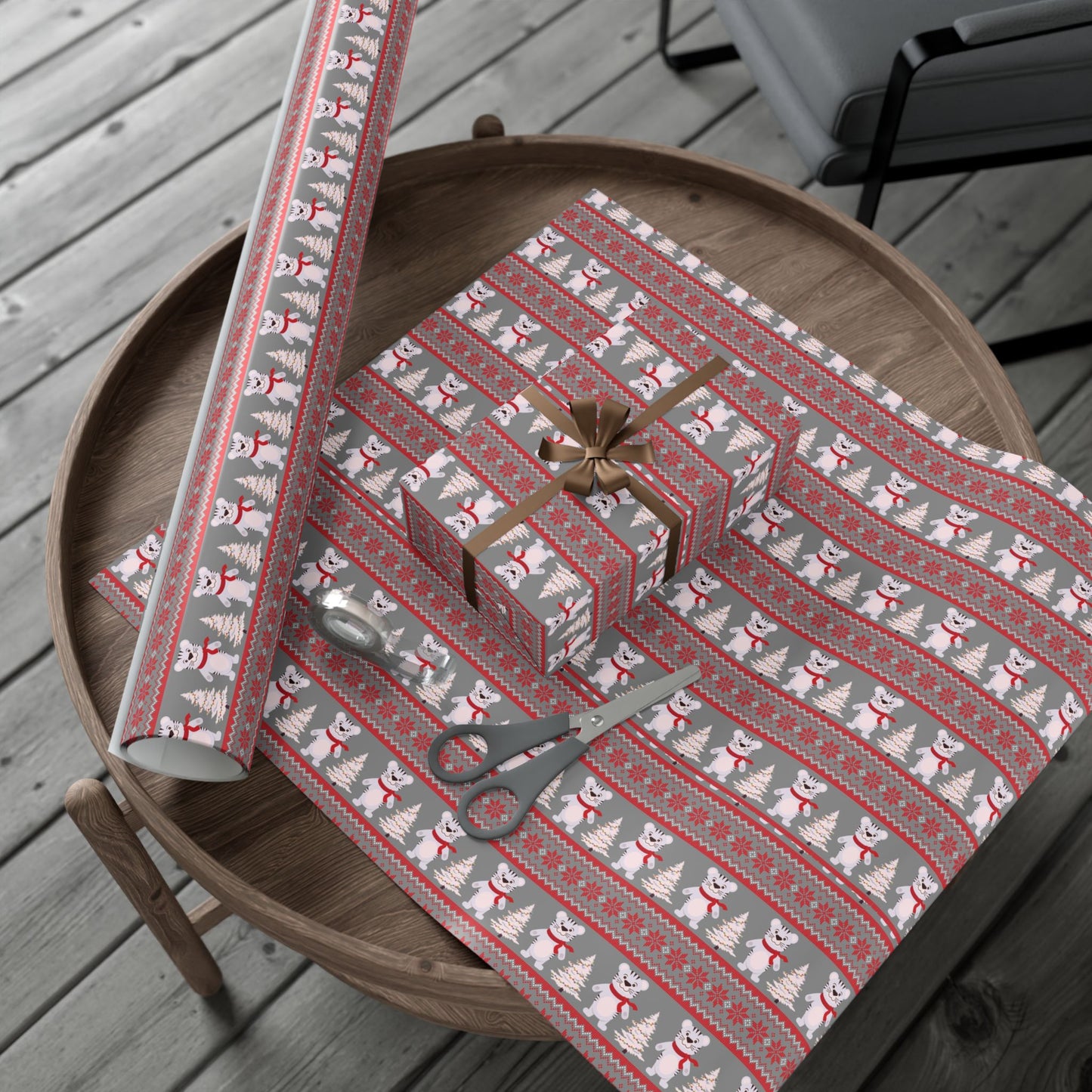 Christmas Fair Isle Tiger Premium Gift Wrap Paper
