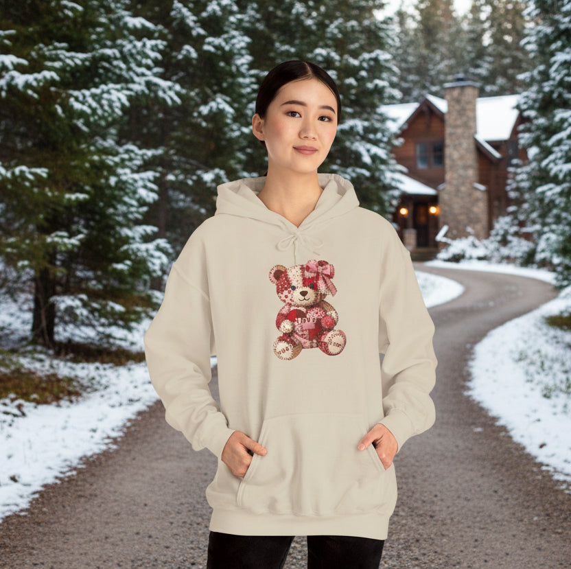 Patchwork Valentine Bear Hoodie