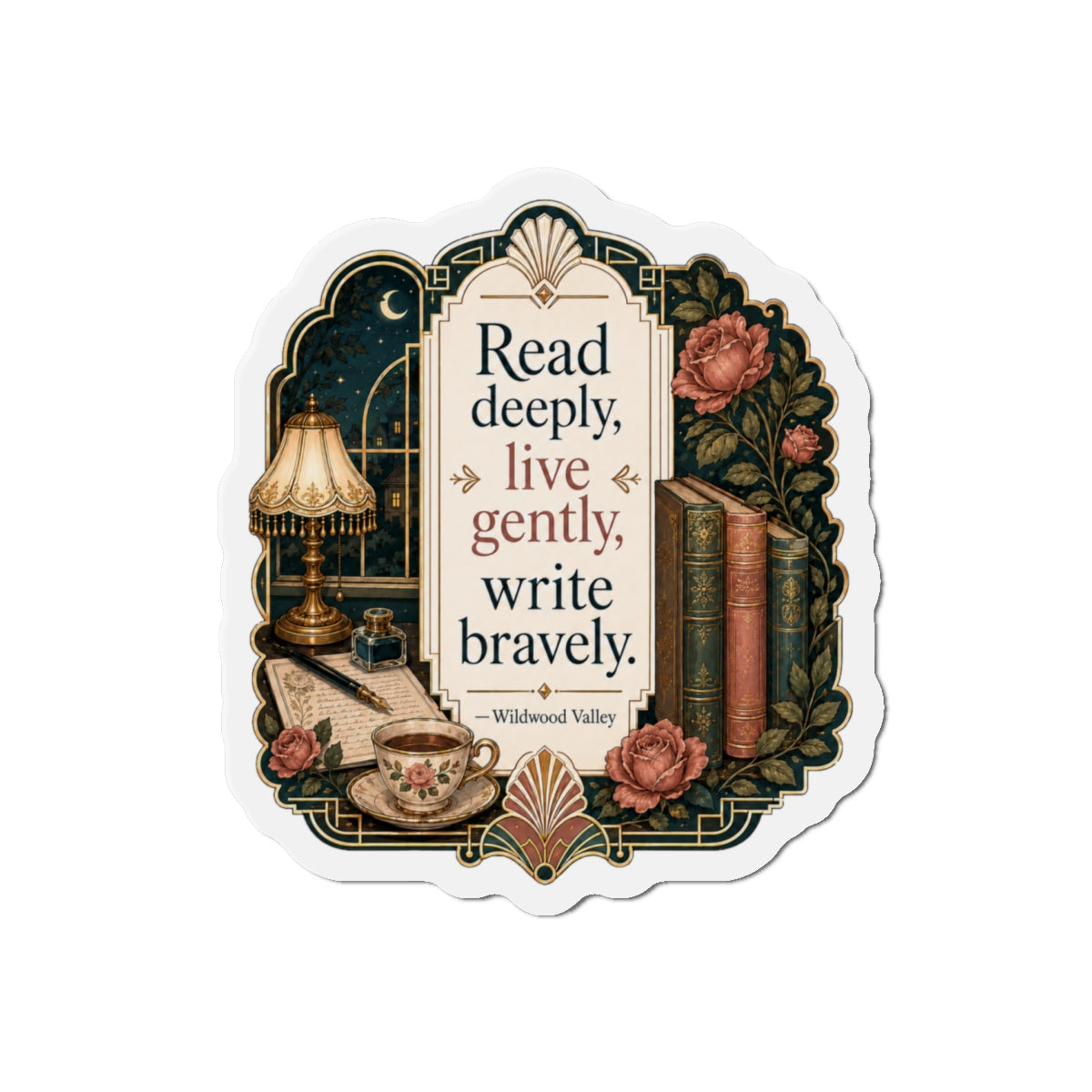 Read Deeply Live Gently Magnet — Literary Vintage Die-Cut Magnet