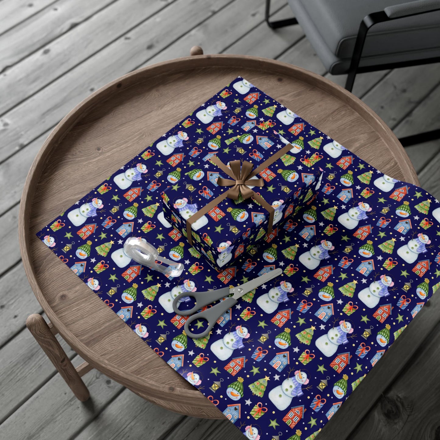 Snowman Village Christmas Gift Wrap