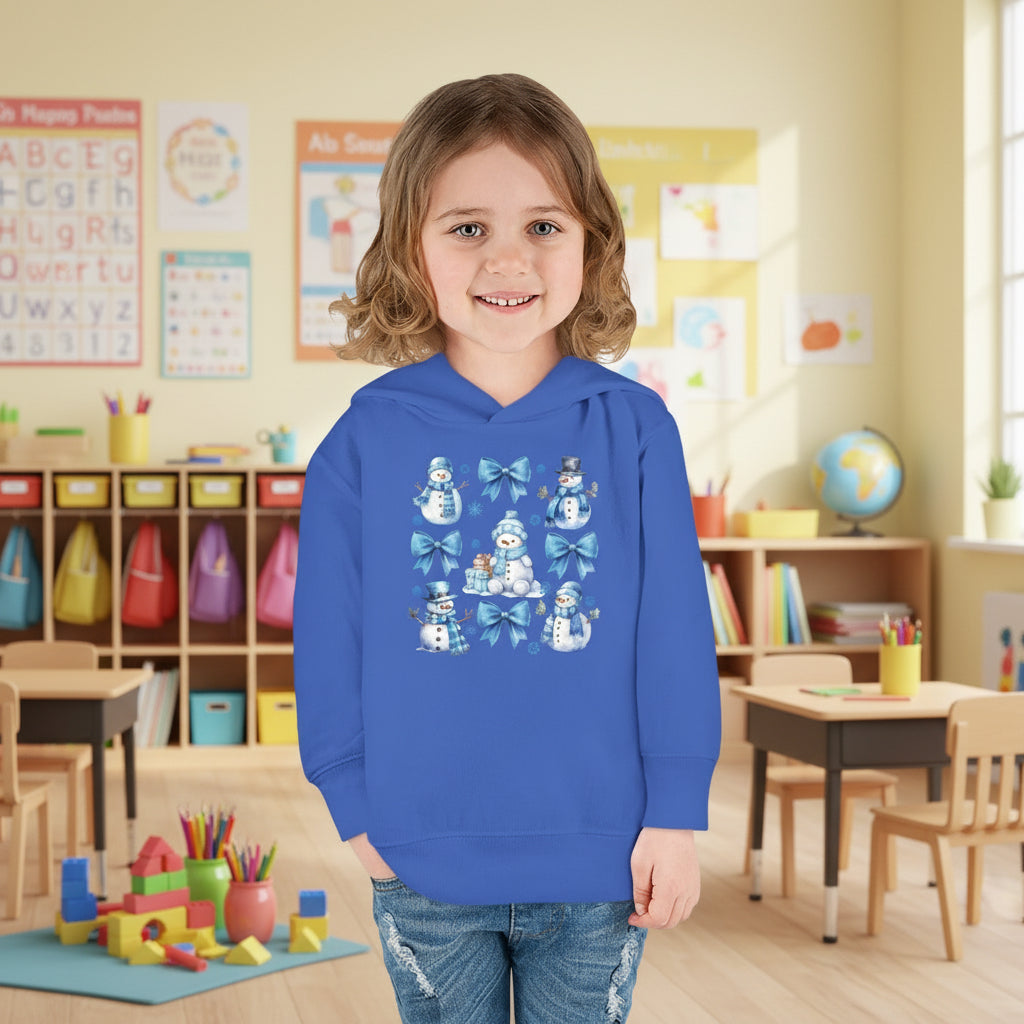 Toddler Blue Winter Bow & Snowman Hoodie