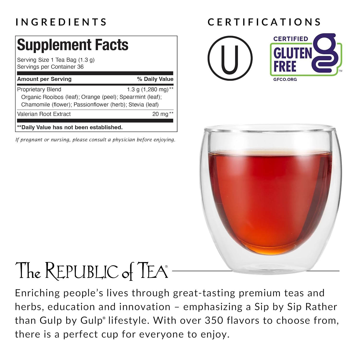 The Republic of Tea - Get Some Zzz’S – No. 5 Herb Tea for Rest, No Caffeine, 36 Tea Bags