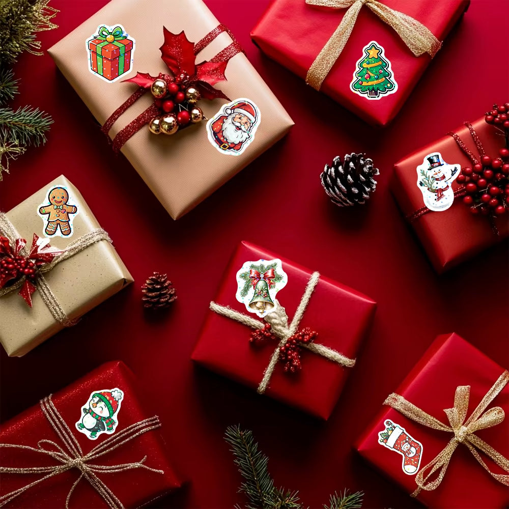 500Pcs Laser Cartoon Christmas Stickers Christmas Gift Wrapping Label Sticker Reward Stickers Scrapbook Stationery,1"