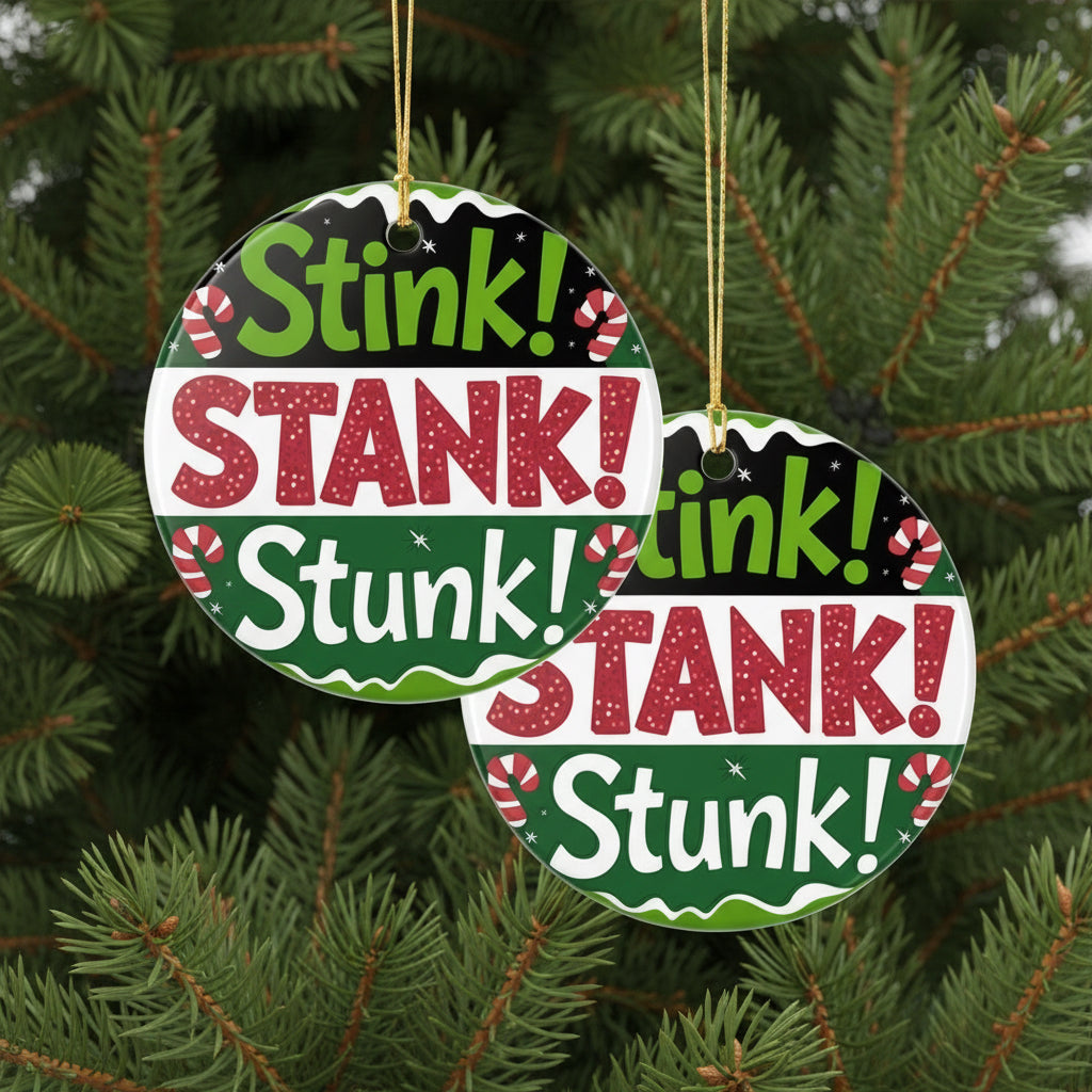 Stink! Stank! Stunk! Ceramic Christmas Ornament — Funny Holiday Tree Decoration