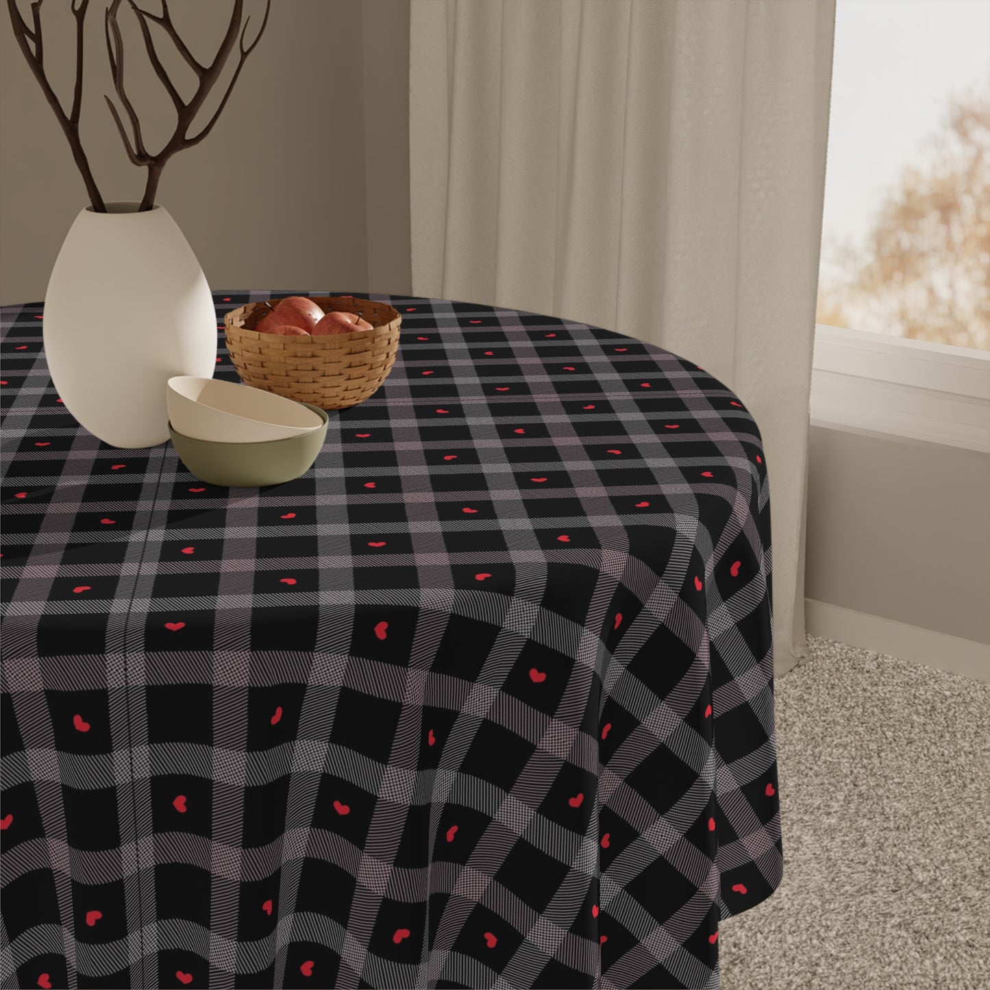 Plaid Hearts Tablecloth