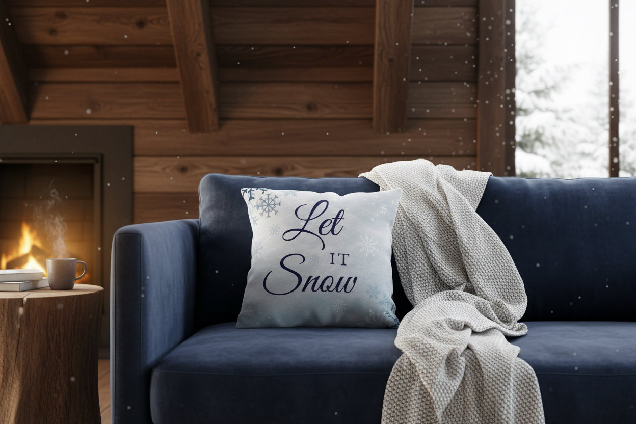 Let It Snow Snowflake Throw Pillow