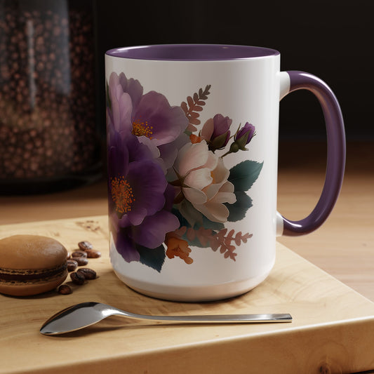Purple Floral Bouquet 15oz Accent Coffee Mug
