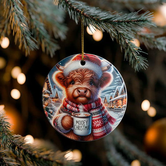 Mooey Christmas Ceramic Ornament