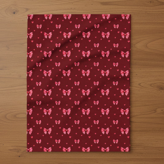 Pink Ribbons and Hearts Arctic Fleece Blanket