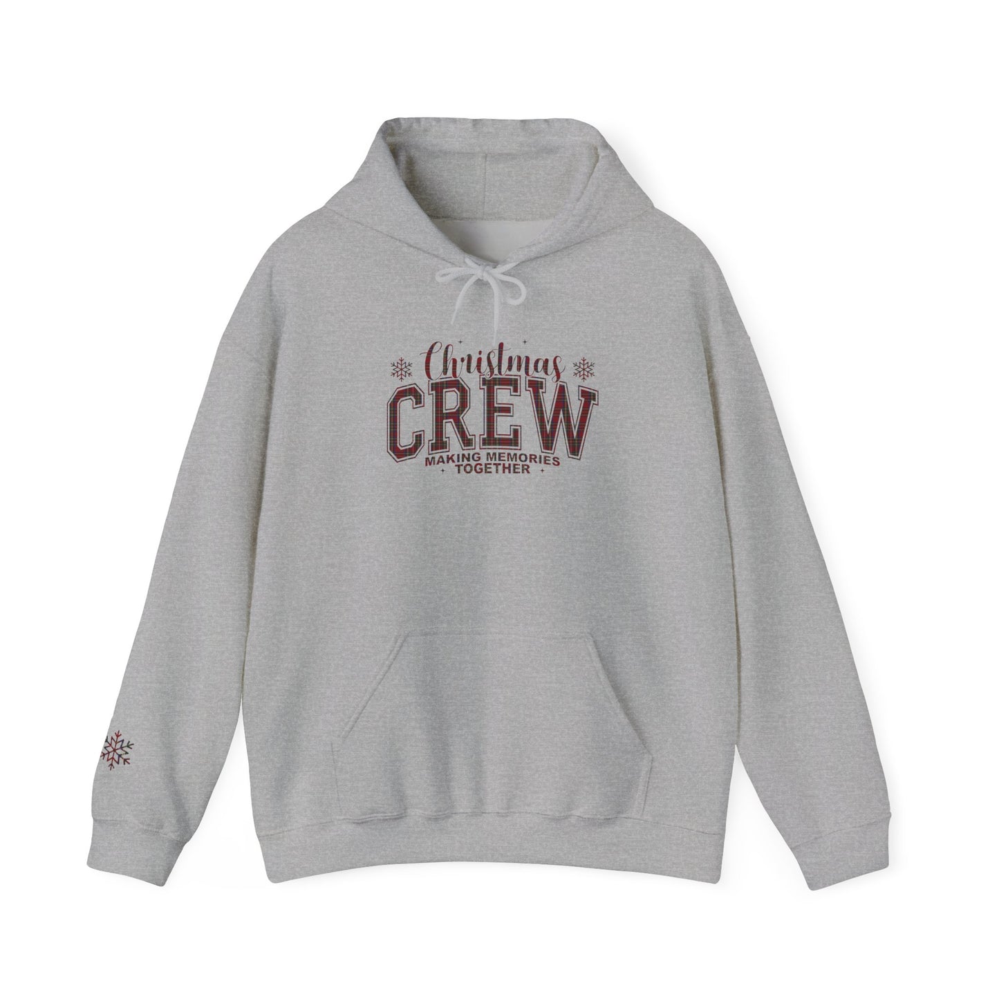 Christmas Crew Plaid Graphic Hoodie (with Snowflake Accent)