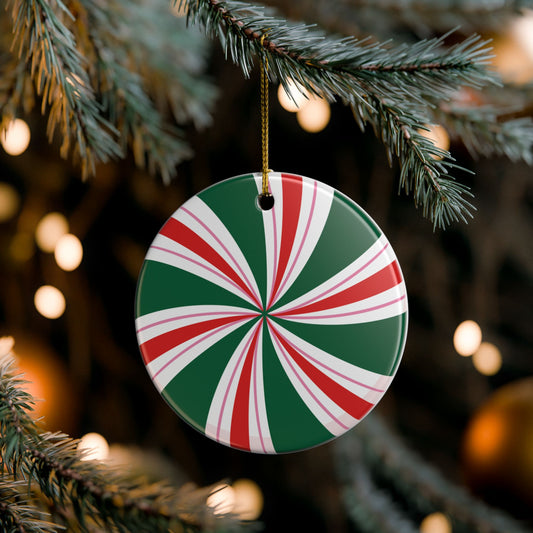 Peppermint Candy Ceramic Ornament