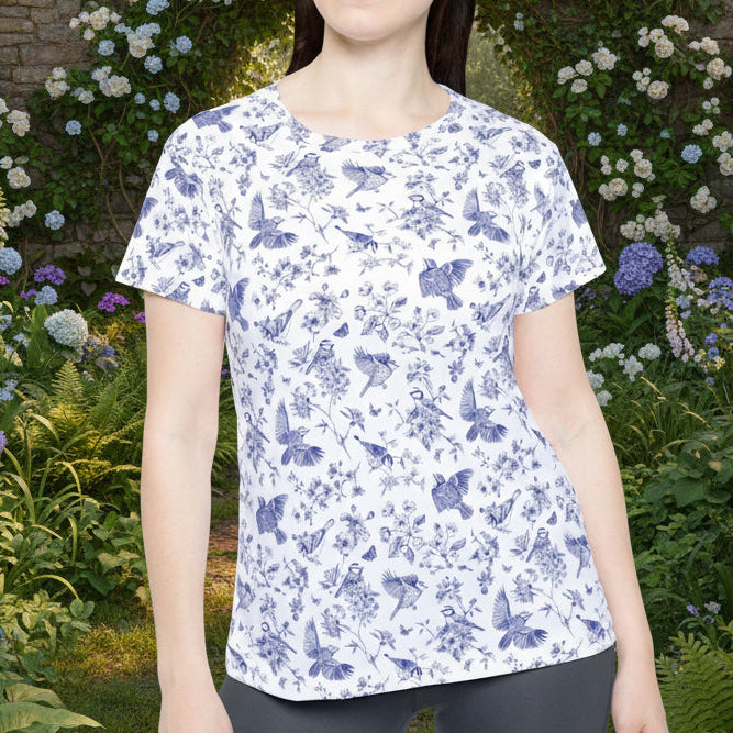 Floral Bluebird Toile Women's Jersey