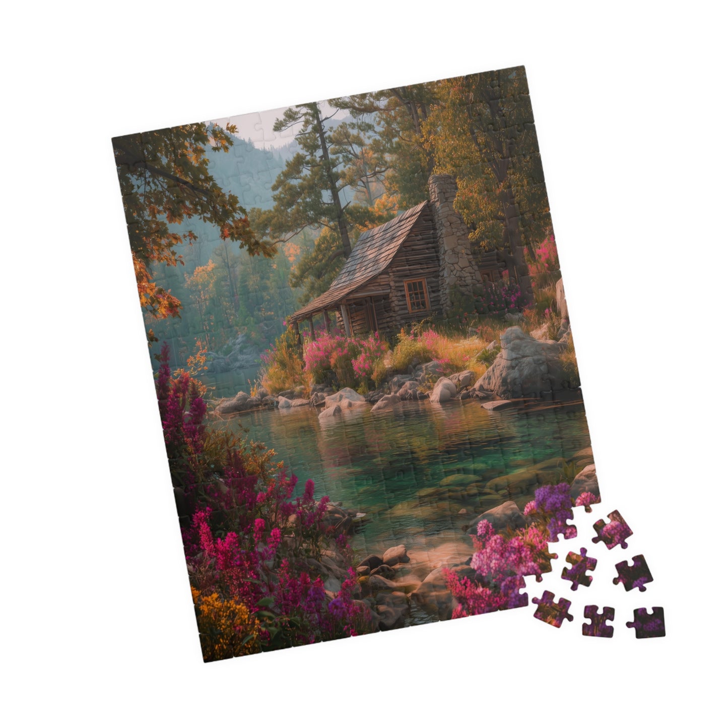 Scenic Lakeside Cabin Jigsaw Puzzle — 110/252/529/1014 pcs