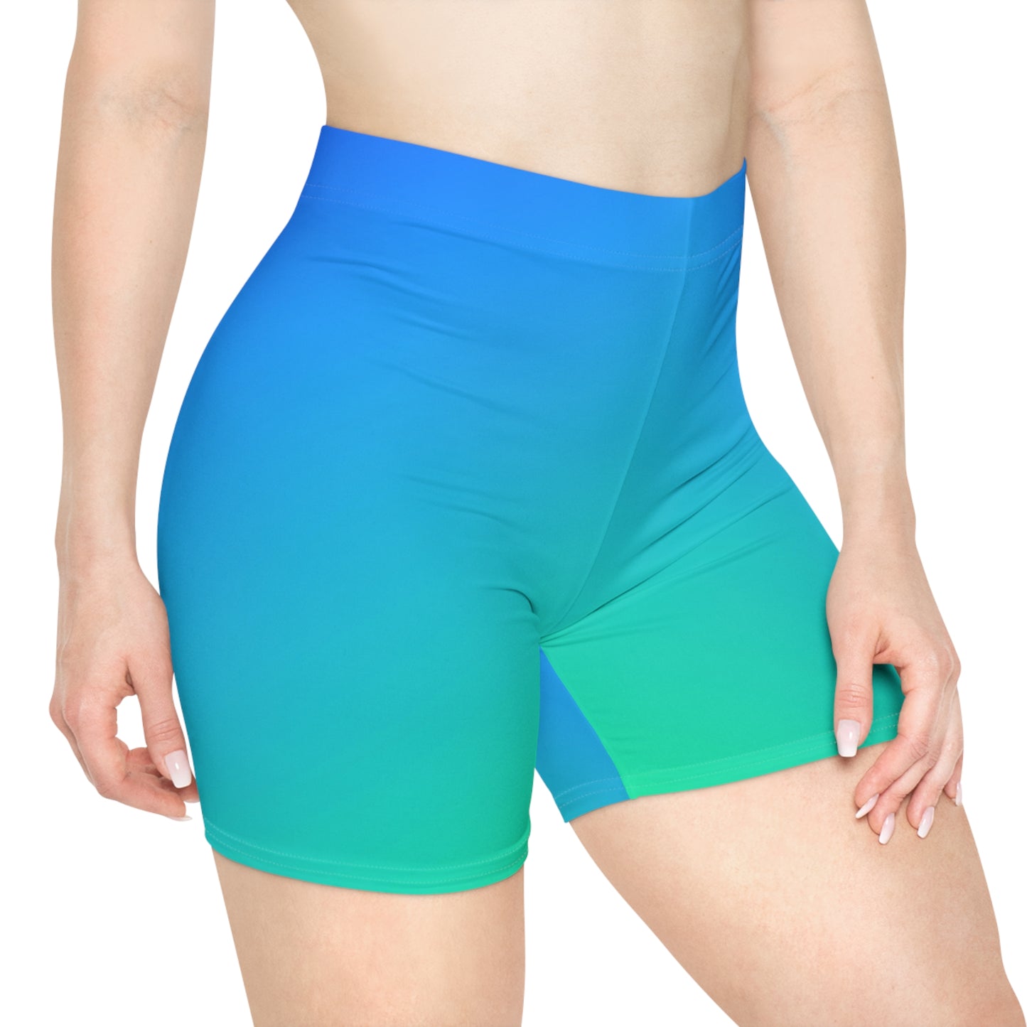 Blue Gradient Bike Shorts — Women's Ombre Activewear