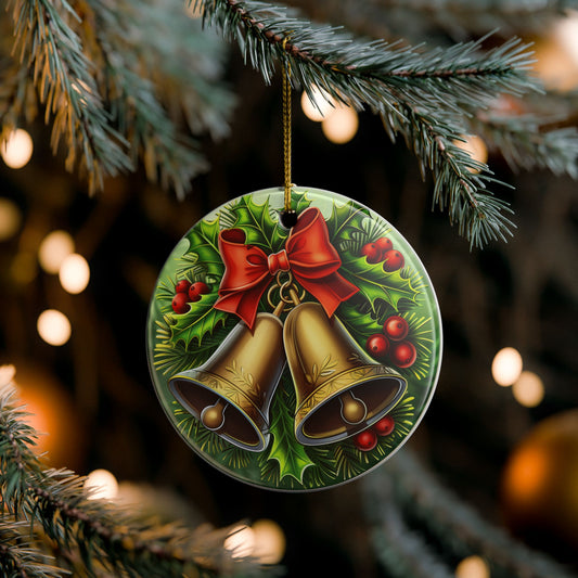 Golden Bells Ceramic Christmas Ornament