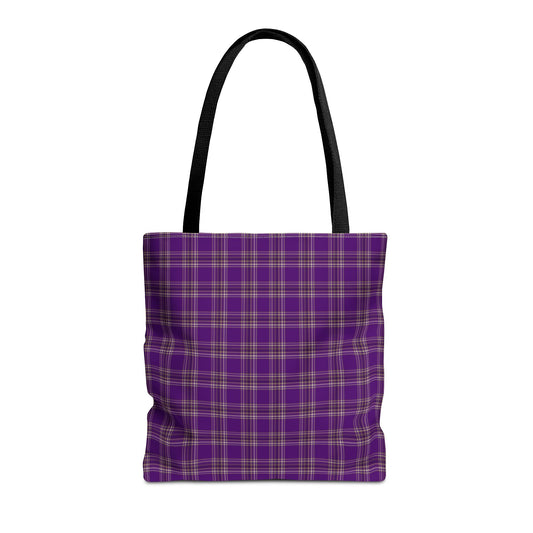 Plaid Purple White Tote Bag