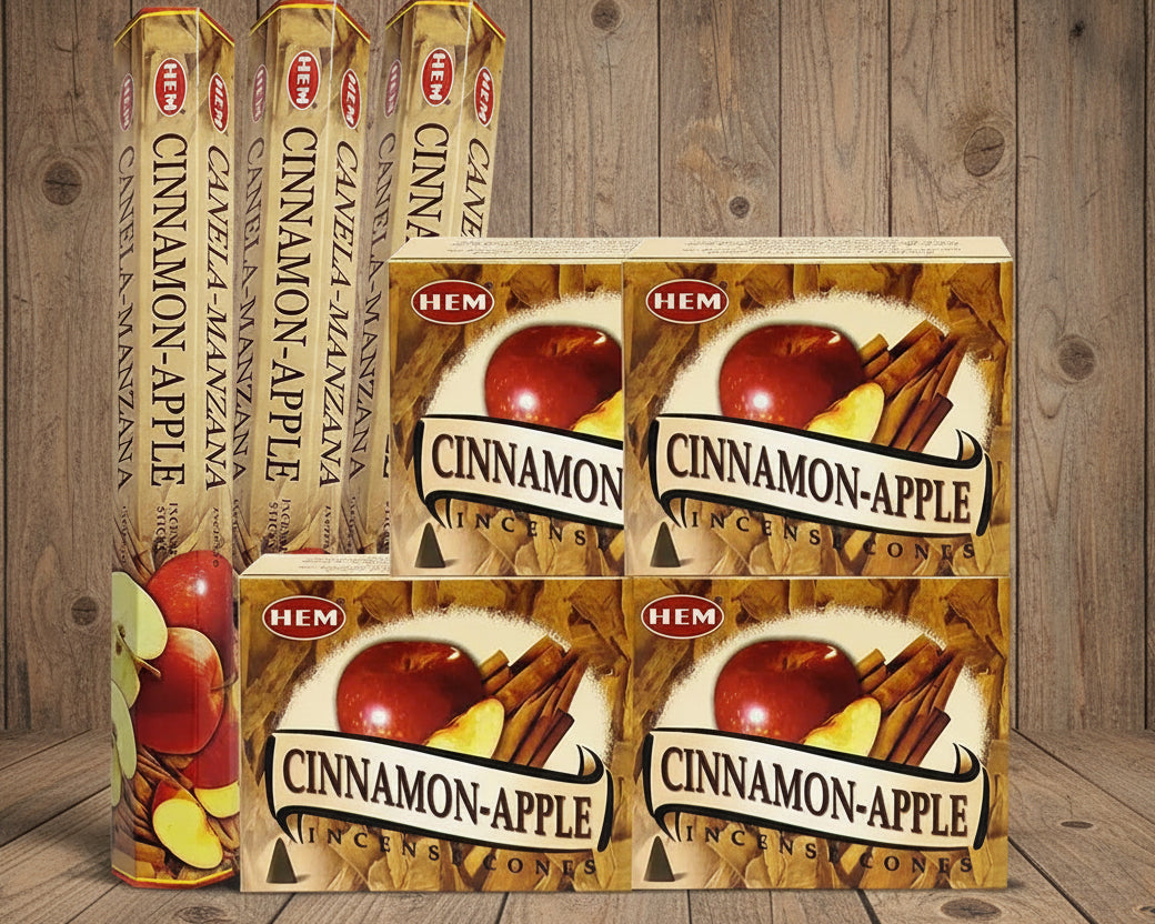 Cinnamon Apple Incense Sticks and Cone Incense Holder Variety Pack Bundle Insence Insense Insienso