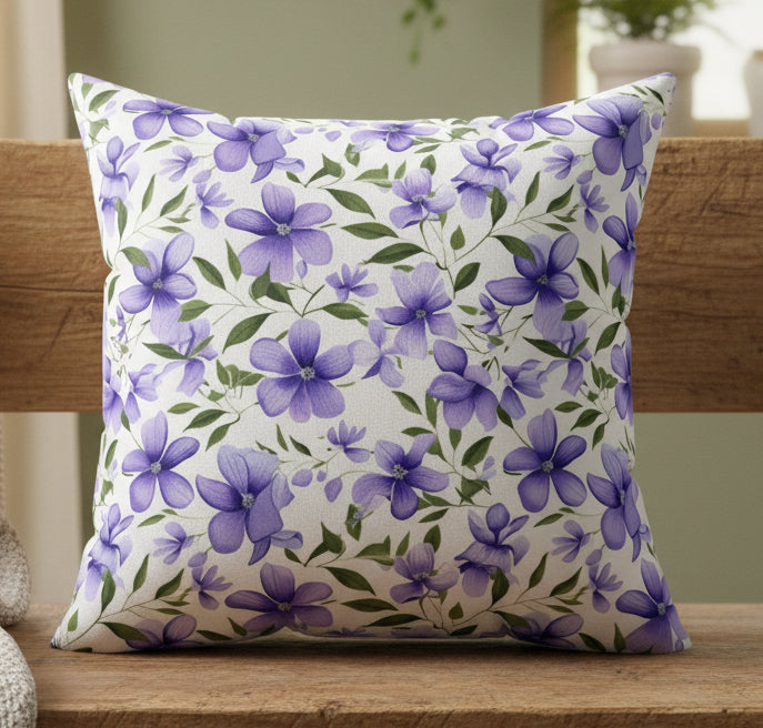 Violet Vines Faux Suede Pillow