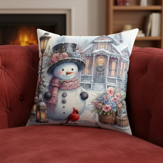 Cozy Winter Snowman Pillow