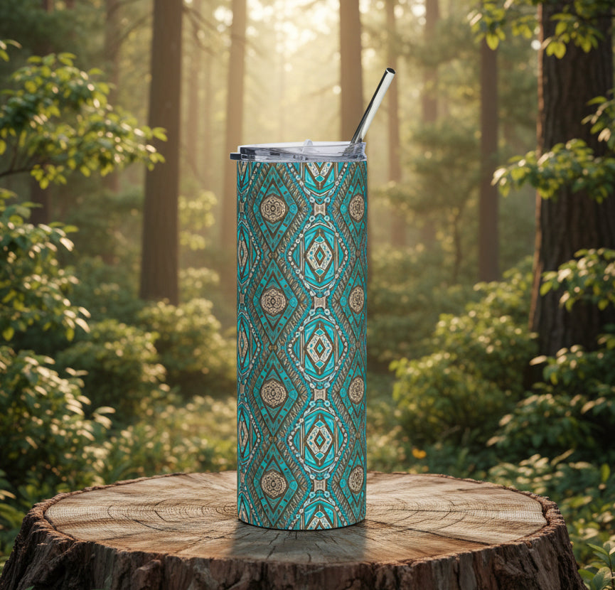 Turquoise Western Motif 20oz Stainless Steel Tumbler