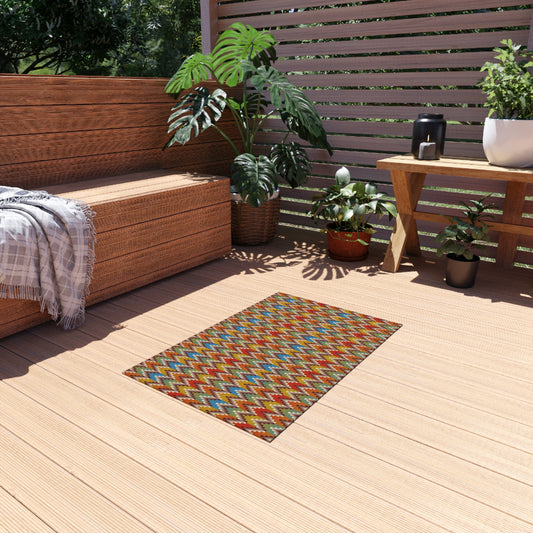 Western Chevron Outdoor Rug — Colorful Zigzag Patio Mat