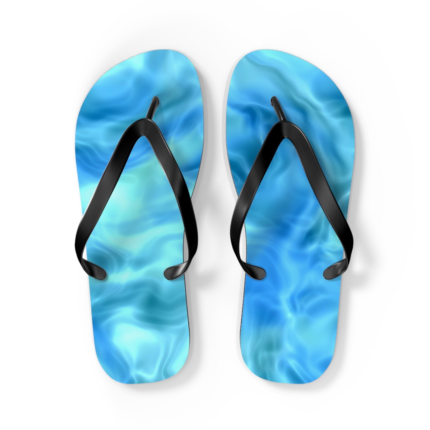 Swirling Water Flip Flops — Blue Water Marble Beach Sandals