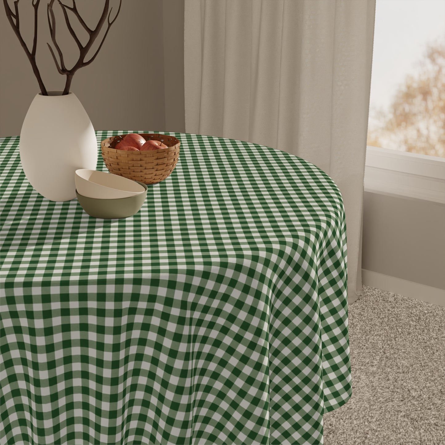 Forest Green Gingham Tablecloth