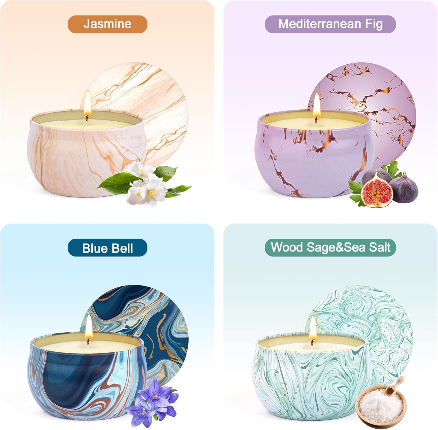 Christmas Candle Gifts - Scented Candles Gifts Set for Women, 4 Packs Aromatherapy Candles for Home Scented, 120H Long Burning Natural Soy Wax Candles Set for Birthday, Mother'S Day, Valentine'S Day