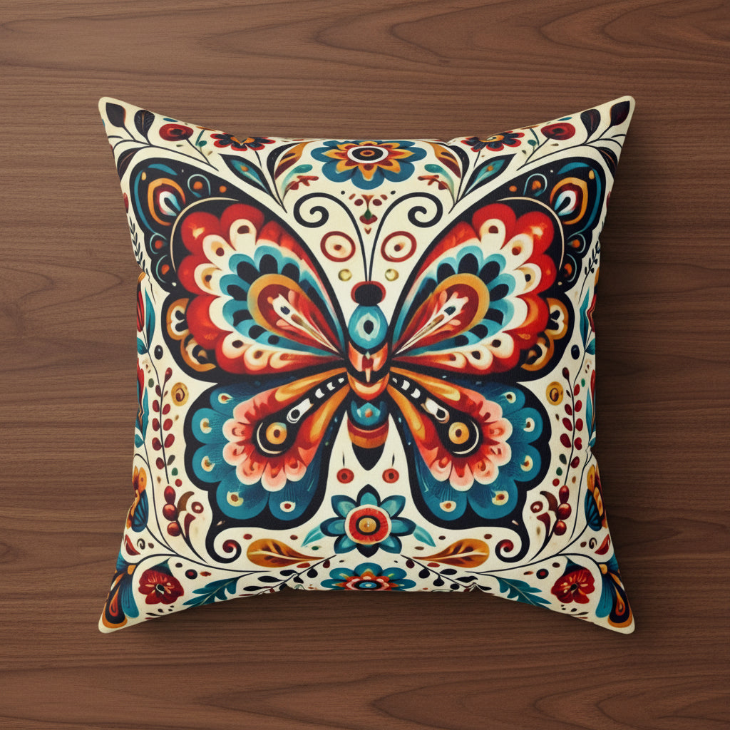 Boho Butterfly Faux Suede Pillow