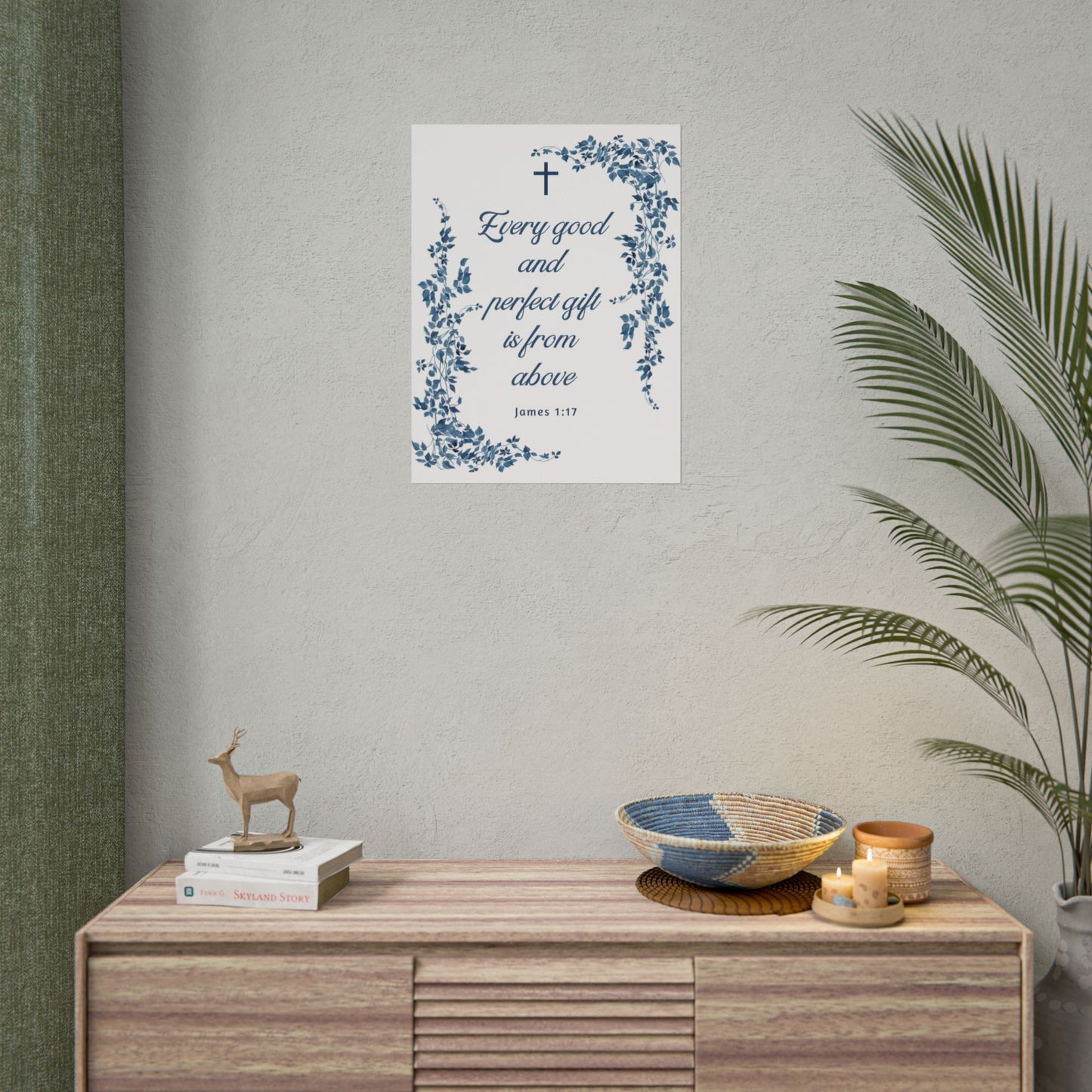 Every good and perfect gift is from above (James 1:17) Floral Scripture Wall Art | Christian Home Decor