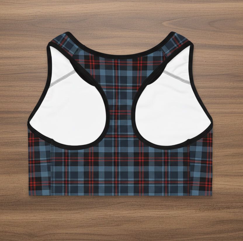 Highland Hearth Blue Plaid Sports Bra
