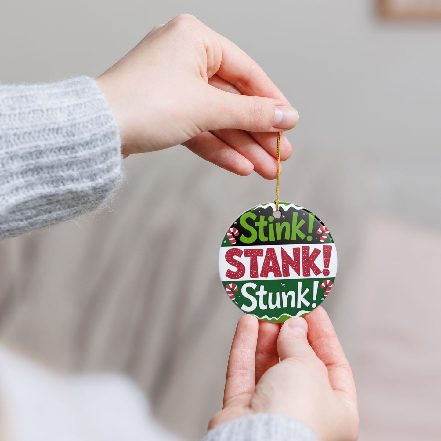 Stink! Stank! Stunk! Ceramic Christmas Ornament — Funny Holiday Tree Decoration