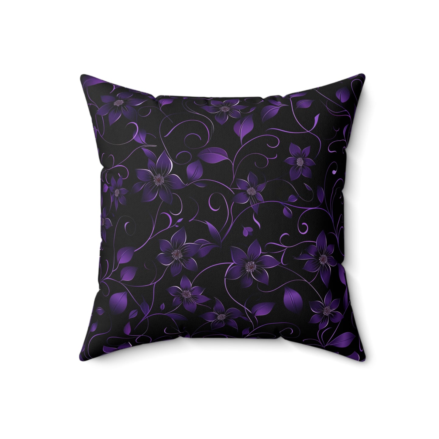 Purple Floral Faux Suede Throw Pillow