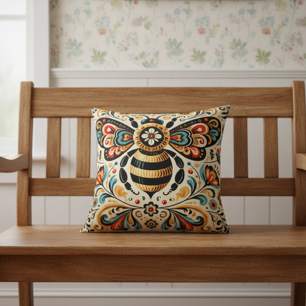 Boho Bee Faux Suede Pillow