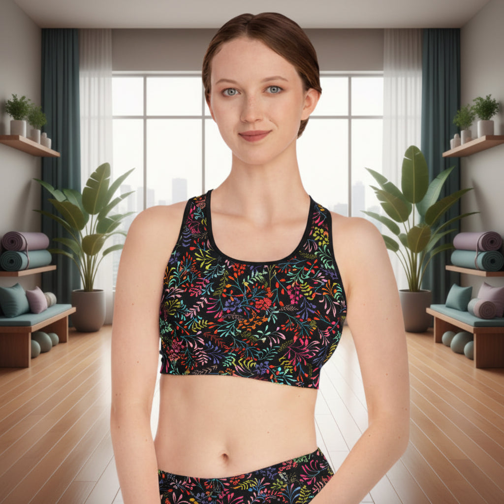 Floral Foliage Sports Bra