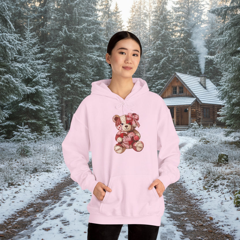 Patchwork Valentine Bear Hoodie