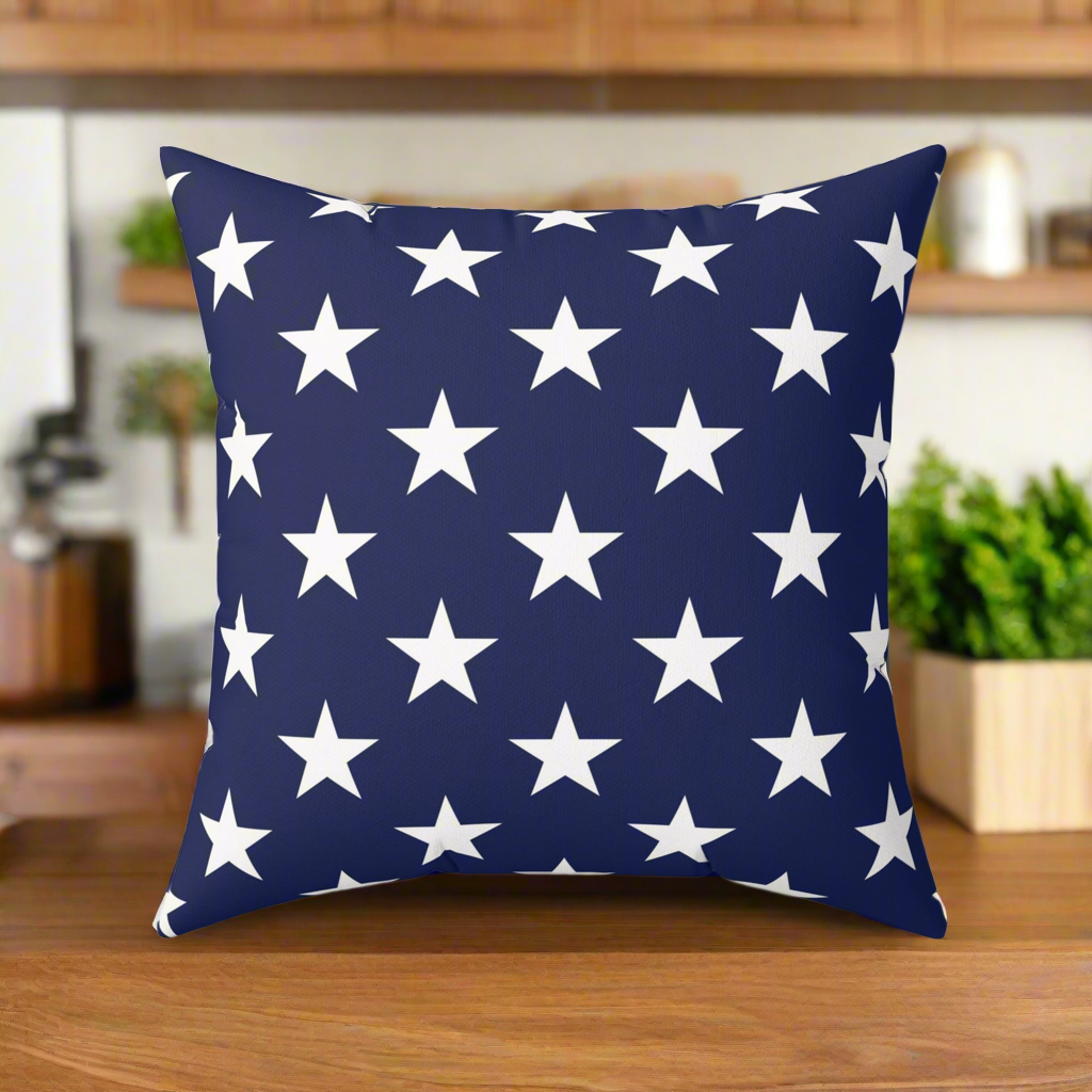 USA Flag Navy Star Faux Suede Pillow