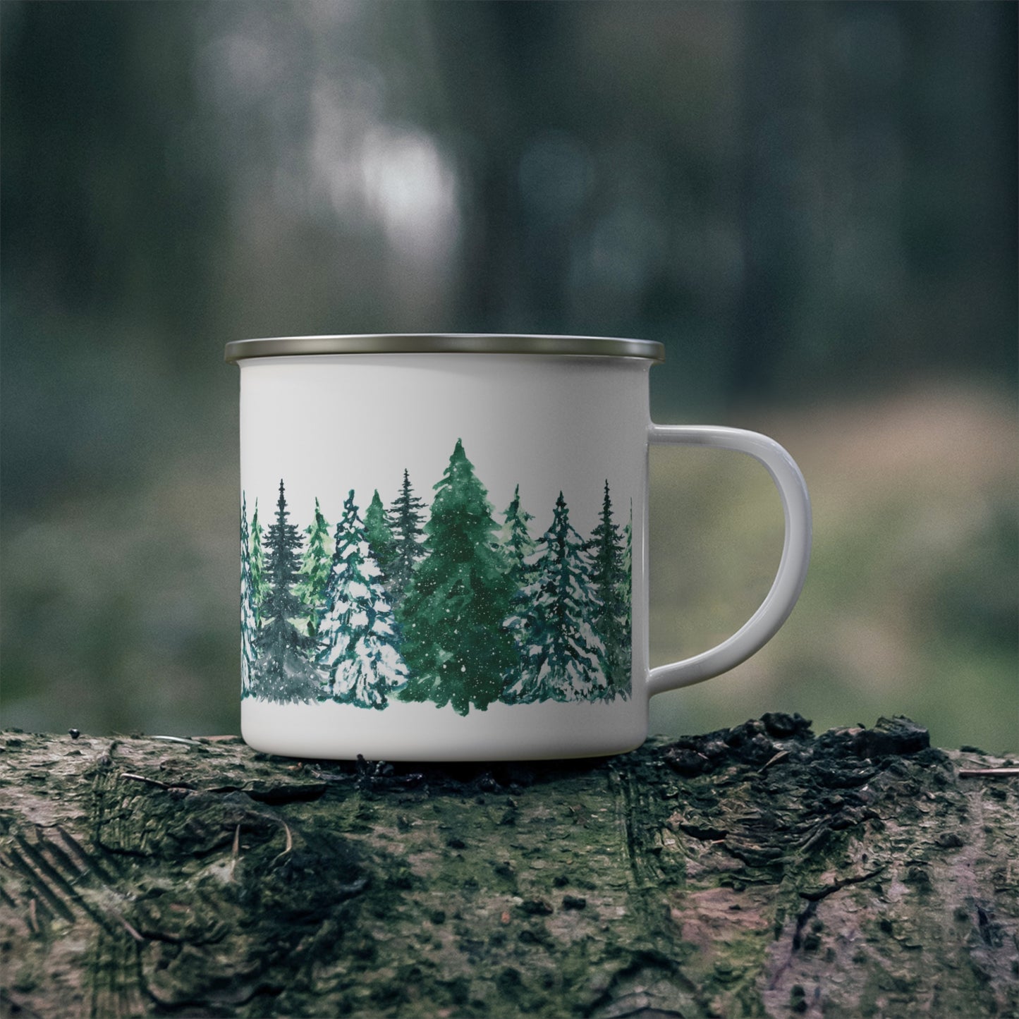 Winter Pine Forest Camping Mug