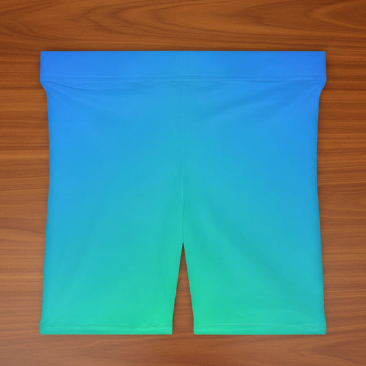Blue Gradient Bike Shorts — Women's Ombre Activewear