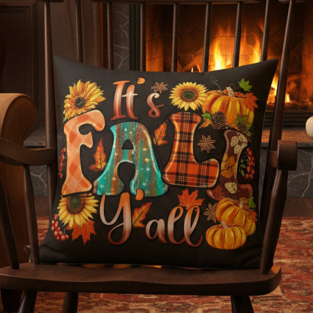 It's Fall Y'all Faux Suede Throw Pillow