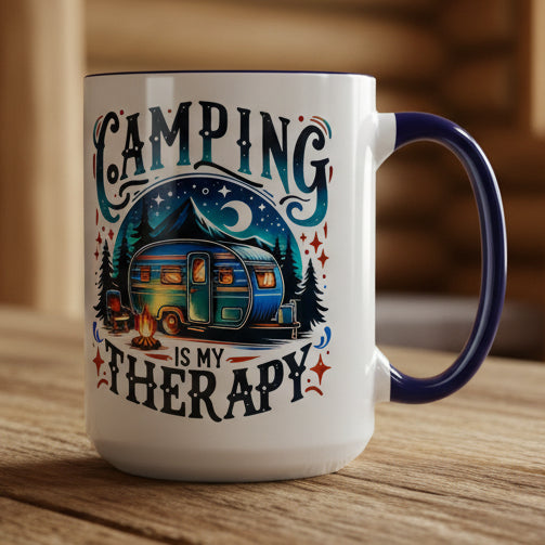 Camping Is My Therapy 15oz Accent Mug