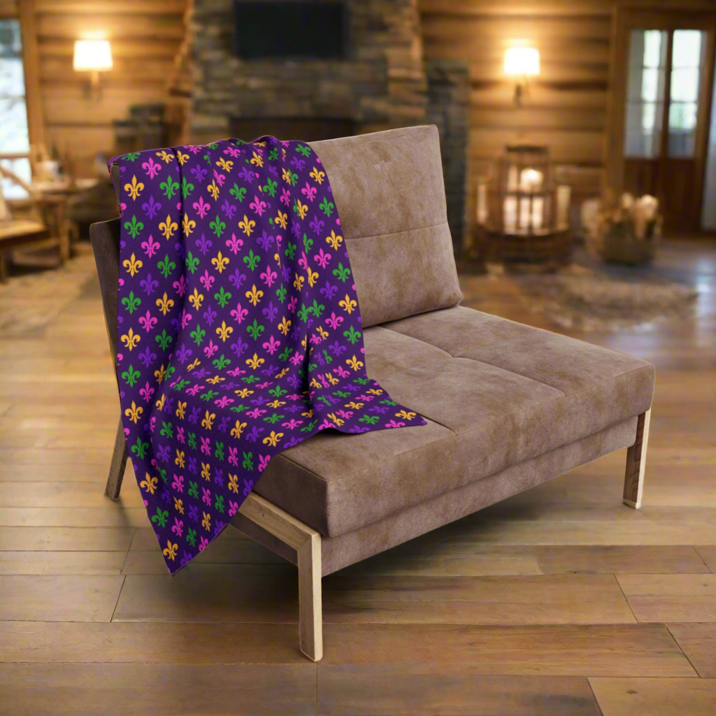 Mardi Gras Fleur-de-Lis Fleece Blanket